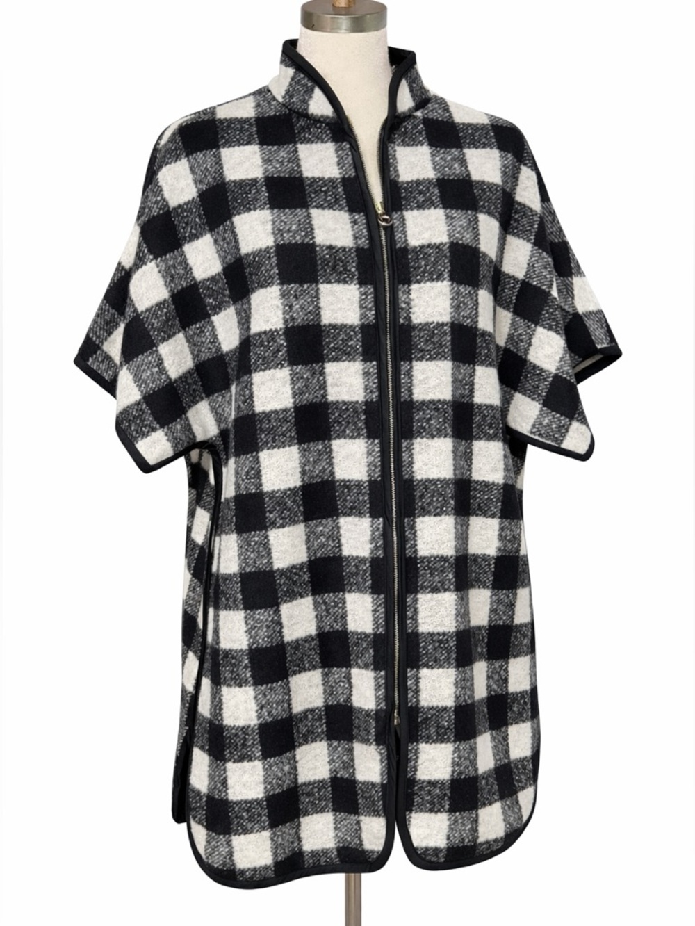 NWT Draper James buffalo plaid wool oversized sweater short sleeve cardigan XS/S